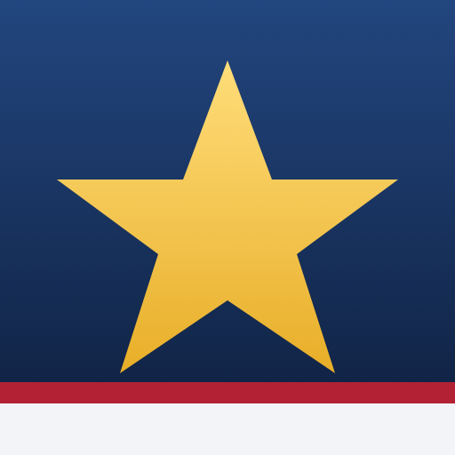 US Citizenship Test & History app icon — gold star on navy with a flag bar